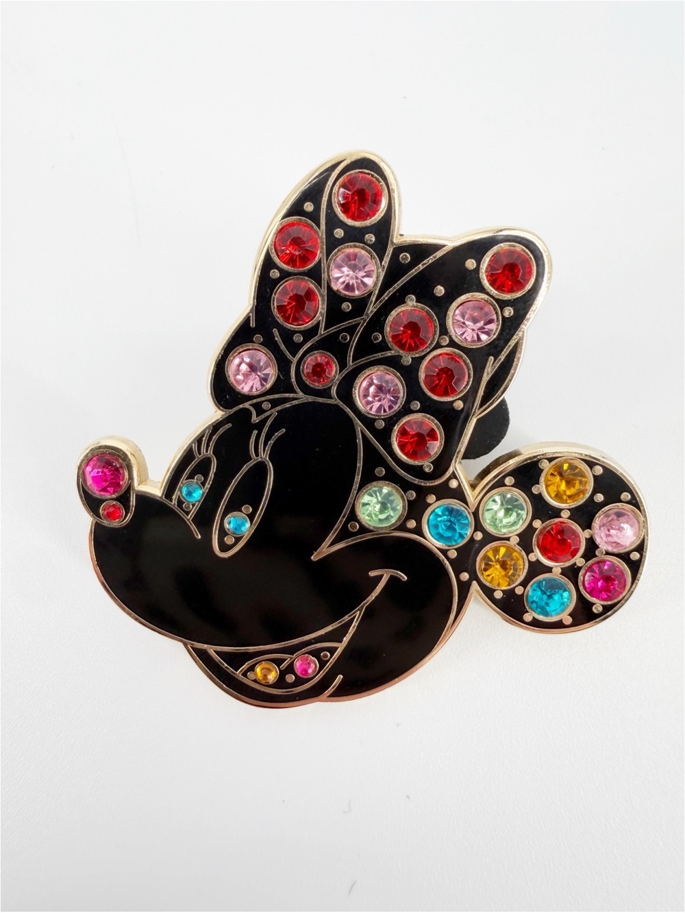 Disney Minnie Mouse Pin Multi Colored Rhinestones Gems Rainbow 2008